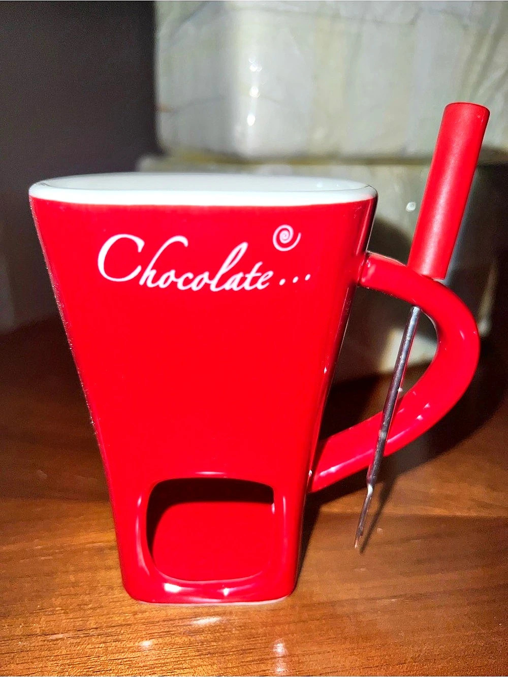Red & White Chocolate Fondue Mug